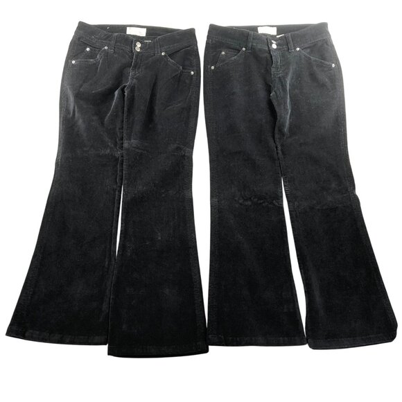 2 Steve & Barry's Classic Corduroy Womens Pants Size 10R Lot Of Two Black Flare - Picture 1 of 16
